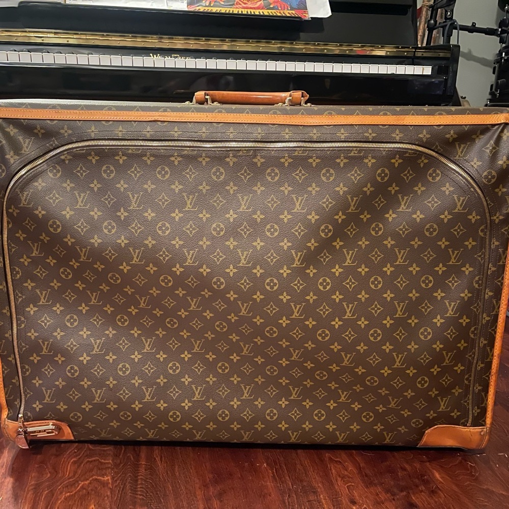 Louis Vuitton Brown Monogram Travel Bag with Leather Trim